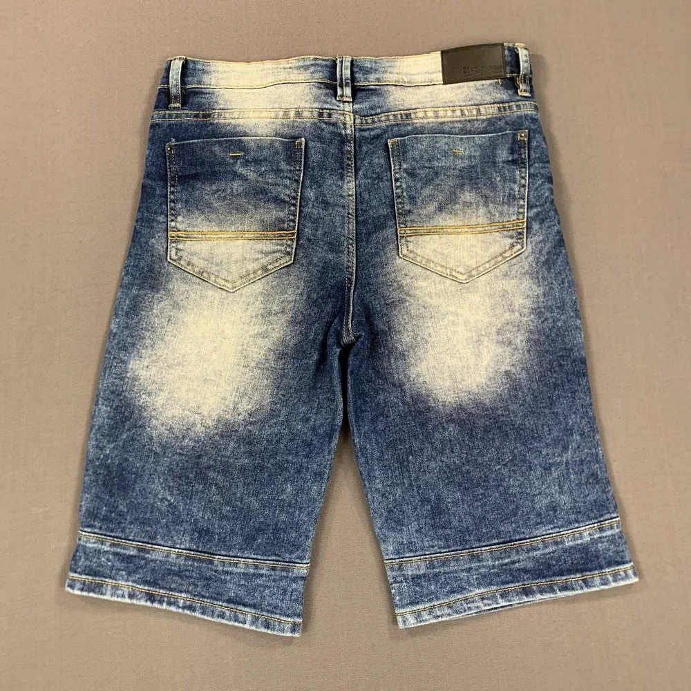 Southpole Shorts Boys 16 Moto Biker Distressed Denim Ribbed Jean Jorts Y2K Style